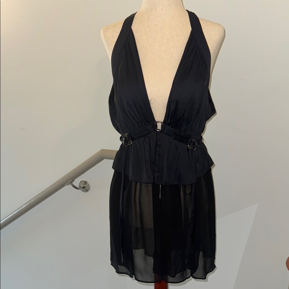 Anthropologie Black Ruffled Babydoll Tunic